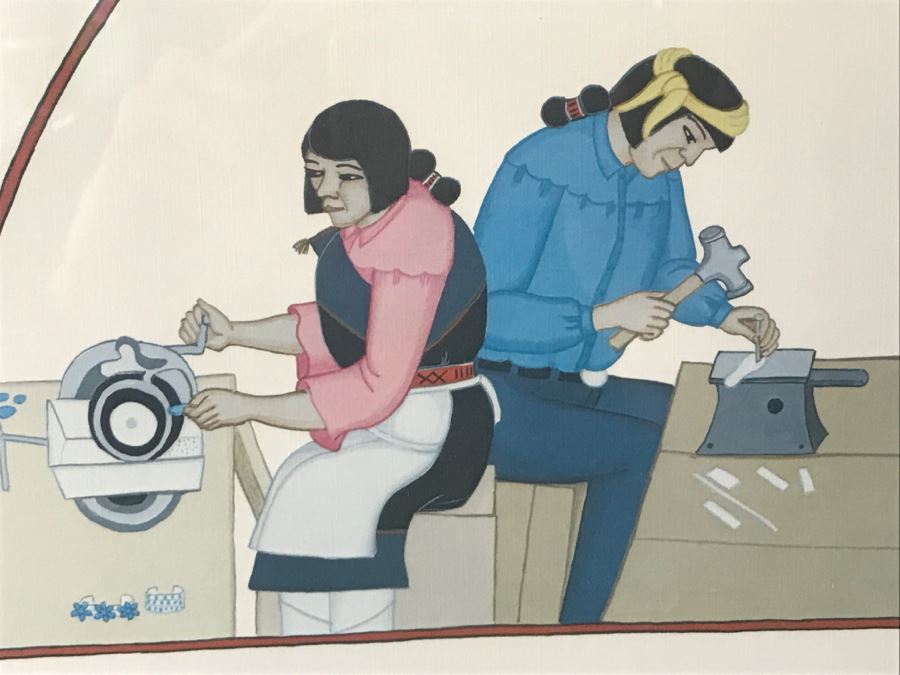 Vintage 1975 Hand Signed Pablita Velarde Limited Edition Framed Print 178 Of 250 25'W X 25'H [Photo 6]