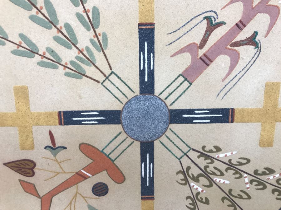 Navajo Sandpainting Titled 'Blessing Of The Crops' By Wilson Price Sr Vintage 1976 16'W X 16'H [Photo 8]