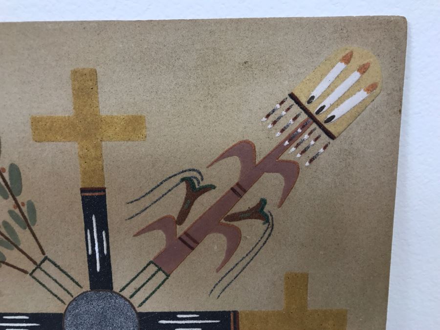 Navajo Sandpainting Titled 'Blessing Of The Crops' By Wilson Price Sr Vintage 1976 16'W X 16'H [Photo 4]