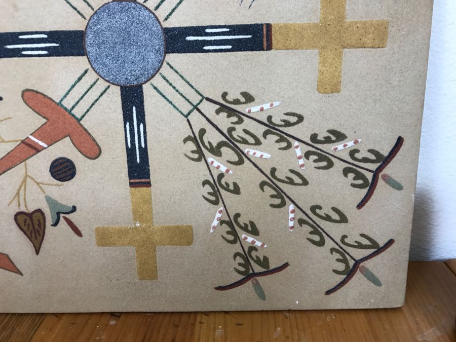 Navajo Sandpainting Titled 'Blessing Of The Crops' By Wilson Price Sr Vintage 1976 16'W X 16'H [Photo 6]
