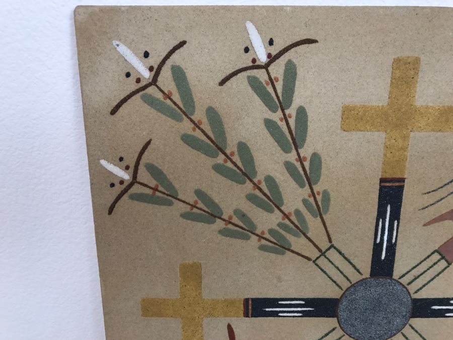 Navajo Sandpainting Titled 'Blessing Of The Crops' By Wilson Price Sr Vintage 1976 16'W X 16'H [Photo 3]