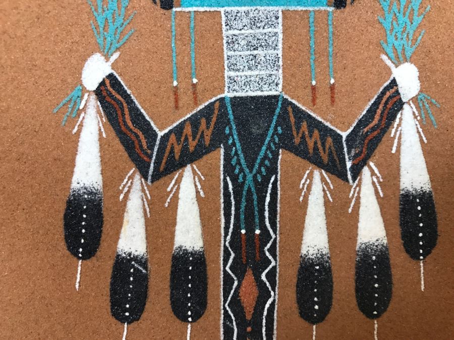 Vintage Sandpainting Signed On Back With Story 13'W X 13'H [Photo 10]