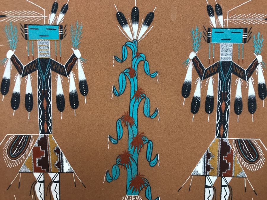 Vintage Sandpainting Signed On Back With Story 13'W X 13'H [Photo 11]