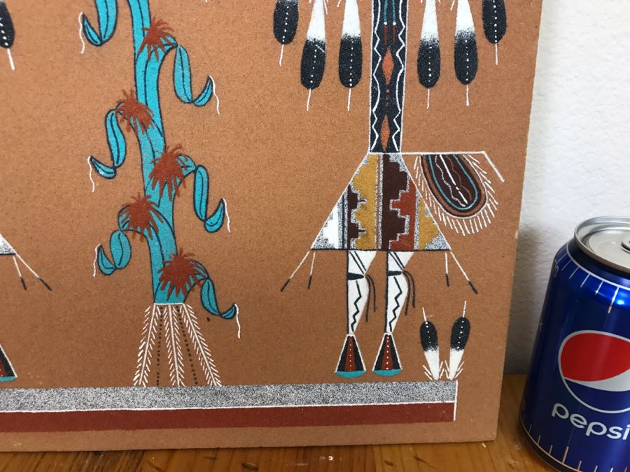 Vintage Sandpainting Signed On Back With Story 13'W X 13'H [Photo 8]