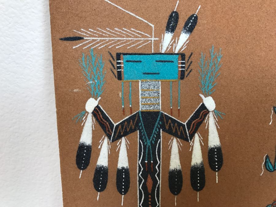 Vintage Sandpainting Signed On Back With Story 13'W X 13'H [Photo 4]