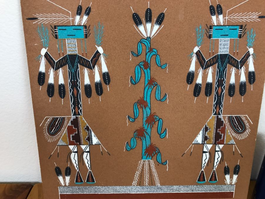 Vintage Sandpainting Signed On Back With Story 13'W X 13'H [Photo 6]