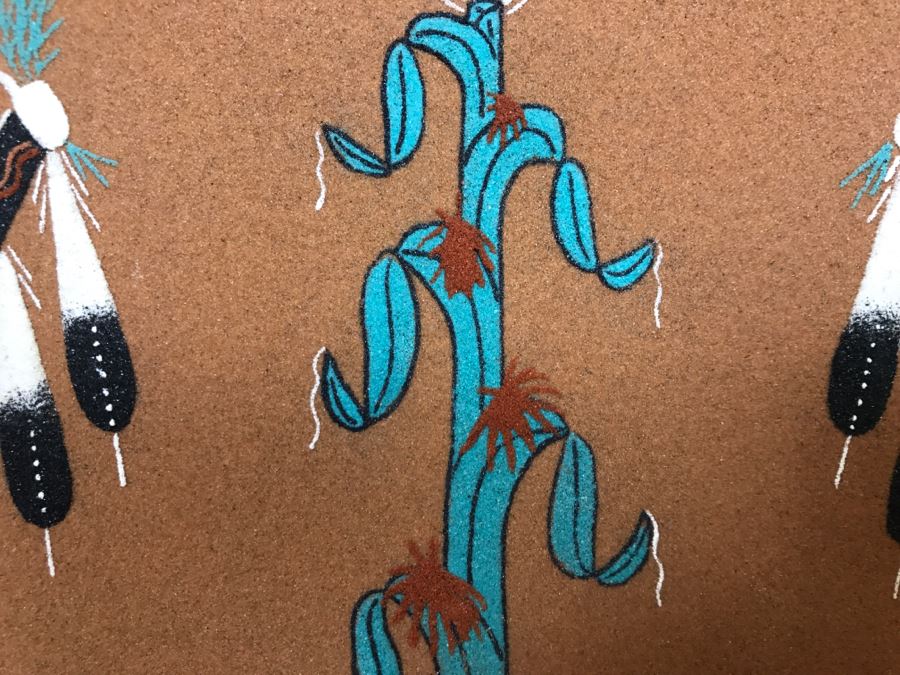 Vintage Sandpainting Signed On Back With Story 13'W X 13'H [Photo 12]