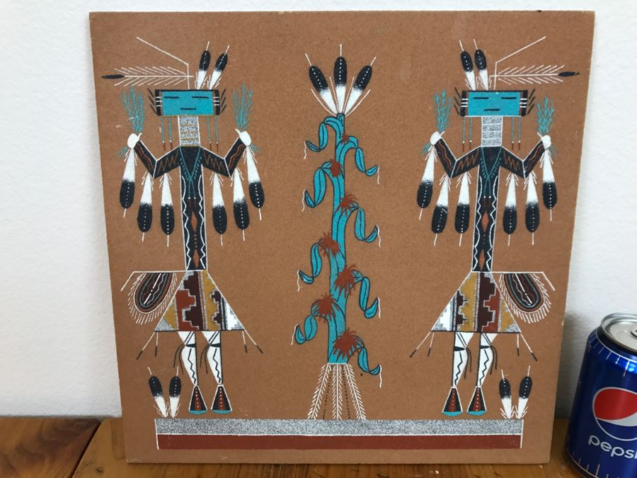 Vintage Sandpainting Signed On Back With Story 13'W X 13'H [Photo 2]