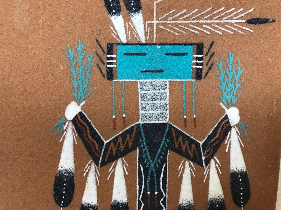 Vintage Sandpainting Signed On Back With Story 13'W X 13'H [Photo 9]