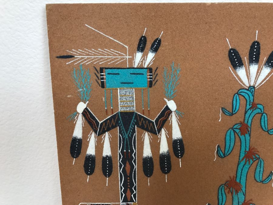 Vintage Sandpainting Signed On Back With Story 13'W X 13'H [Photo 3]