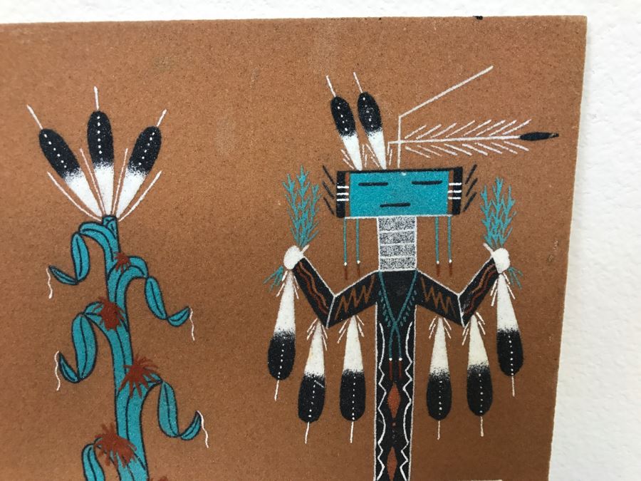 Vintage Sandpainting Signed On Back With Story 13'W X 13'H [Photo 7]