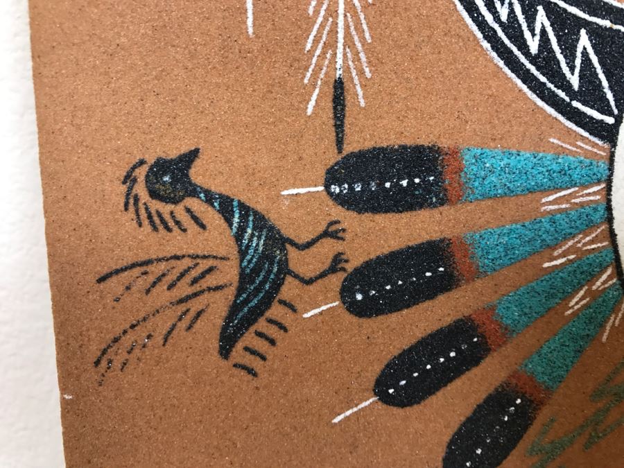 Vintage Sandpainting Signed On Back With Story 12'W X 12'H [Photo 8]