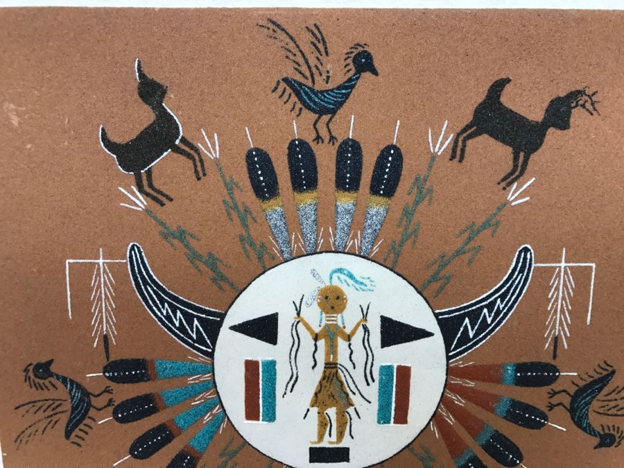 Vintage Sandpainting Signed On Back With Story 12'W X 12'H [Photo 4]