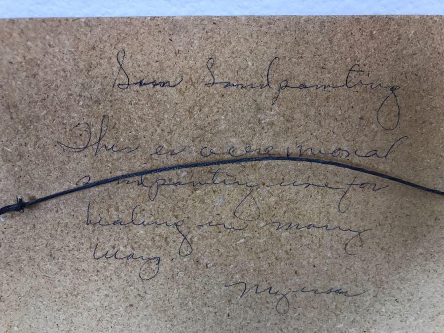 Vintage Sandpainting Signed On Back With Story 12'W X 12'H [Photo 13]