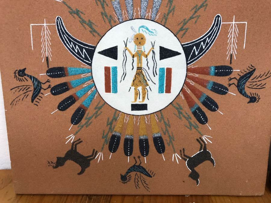 Vintage Sandpainting Signed On Back With Story 12'W X 12'H [Photo 5]