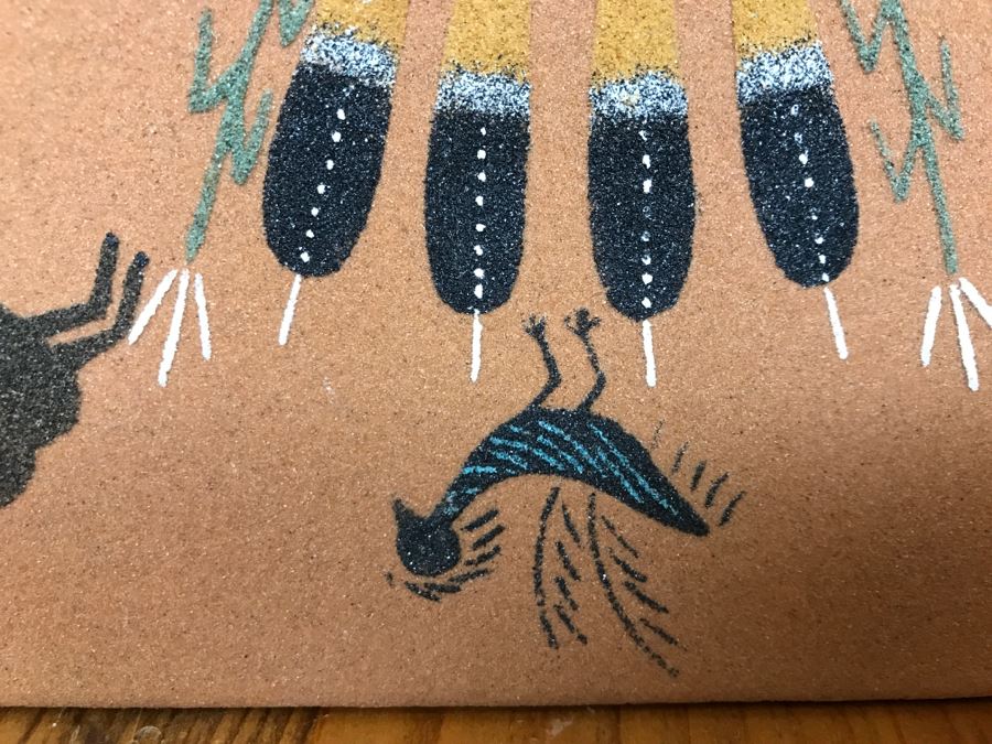 Vintage Sandpainting Signed On Back With Story 12'W X 12'H [Photo 6]