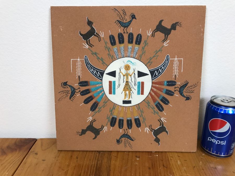 Vintage Sandpainting Signed On Back With Story 12'W X 12'H [Photo 2]