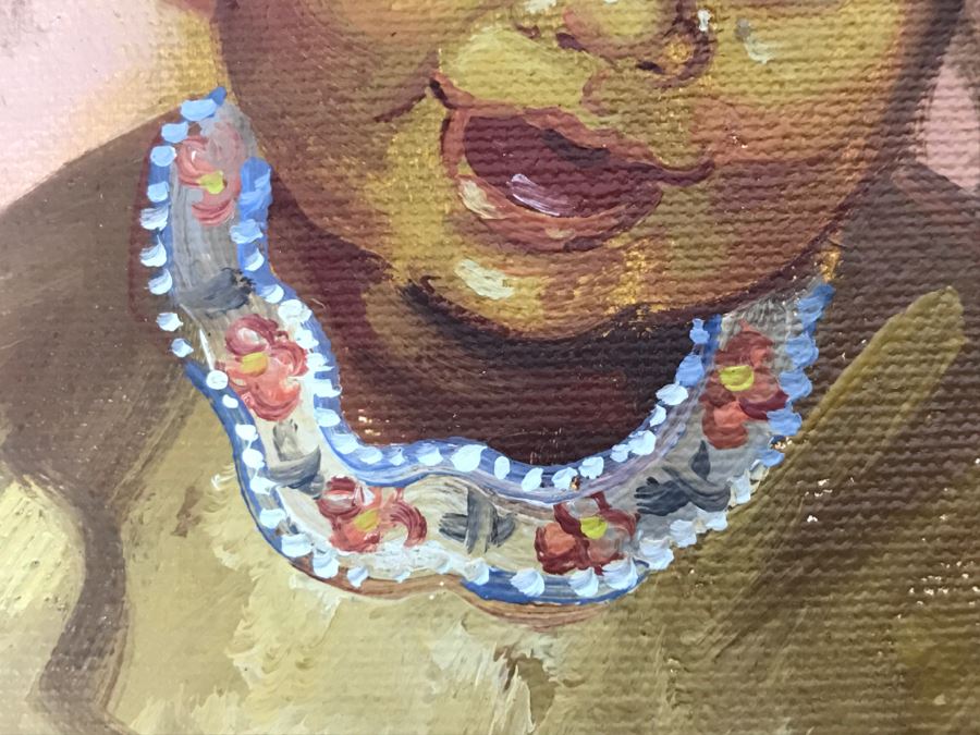 Original Oil Painting Of Native American Girl Signed Stone 13'W X 15'H [Photo 9]