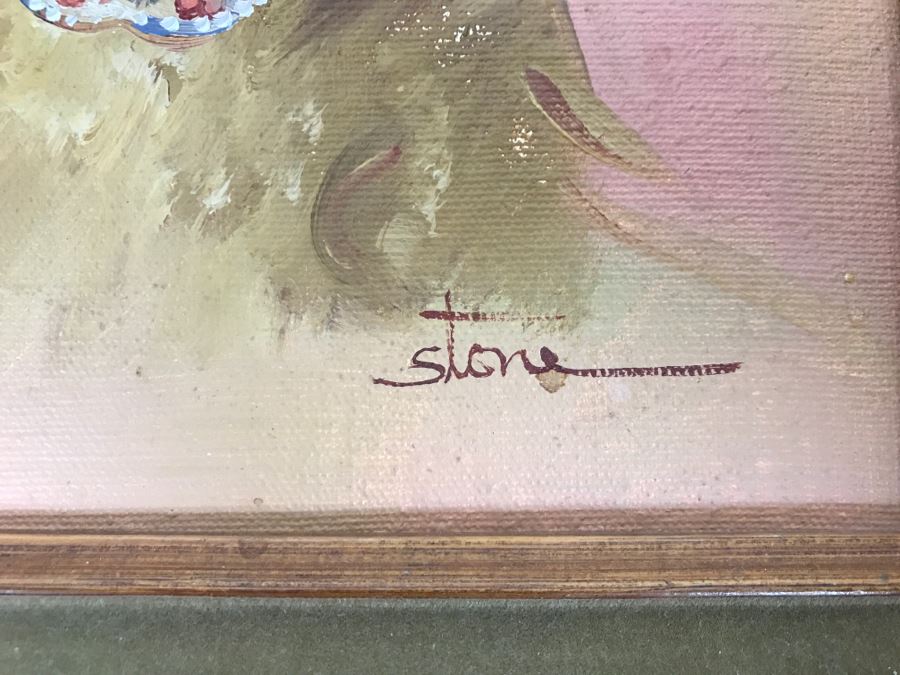 Original Oil Painting Of Native American Girl Signed Stone 13'W X 15'H [Photo 5]