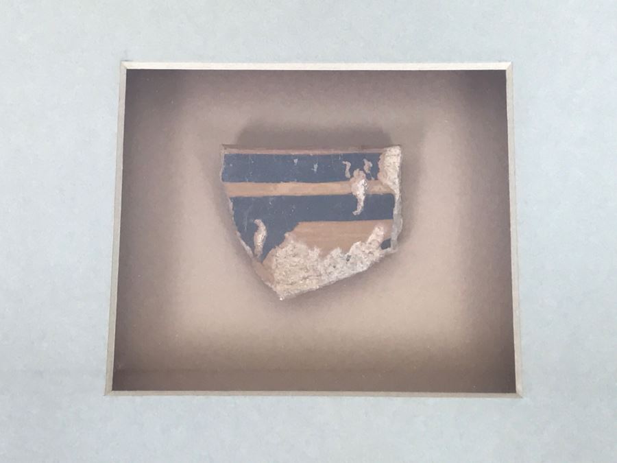 Original Painting Of Native American Pottery In Shadow Box Frame Featuring Actual Pottery Shard Piece Hand Signed By Artist Signature Illegible 10.5'W X 13.5'H [Photo 4]