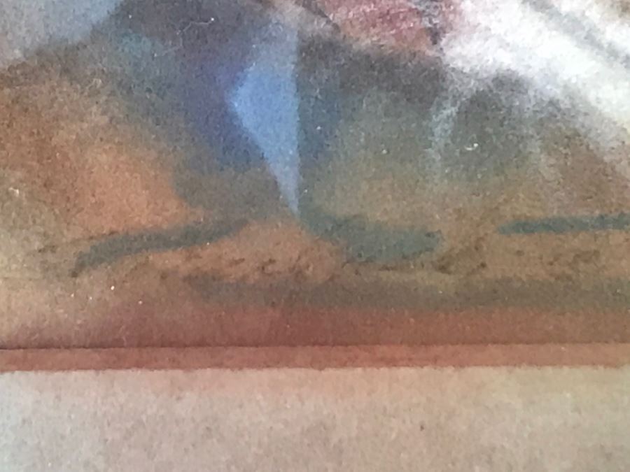 Original Painting Of Native American Pottery In Shadow Box Frame Featuring Actual Pottery Shard Piece Hand Signed By Artist Signature Illegible 10.5'W X 13.5'H [Photo 14]