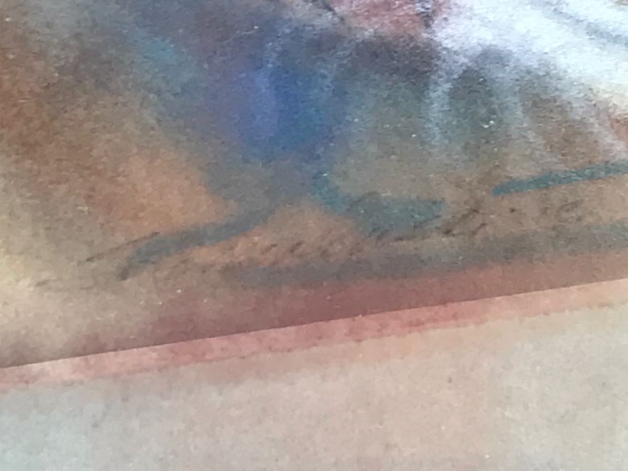 Original Painting Of Native American Pottery In Shadow Box Frame Featuring Actual Pottery Shard Piece Hand Signed By Artist Signature Illegible 10.5'W X 13.5'H [Photo 16]