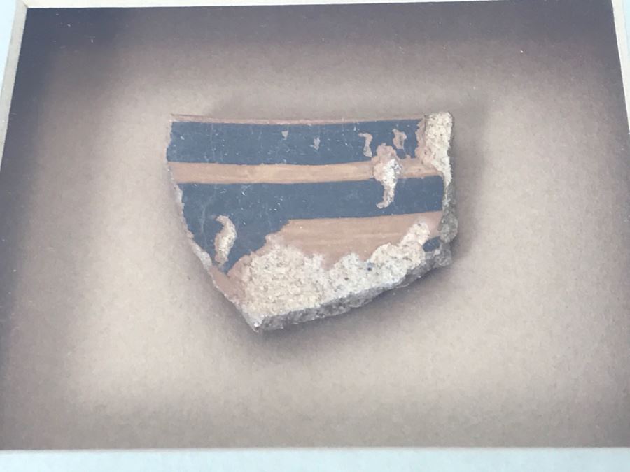 Original Painting Of Native American Pottery In Shadow Box Frame Featuring Actual Pottery Shard Piece Hand Signed By Artist Signature Illegible 10.5'W X 13.5'H [Photo 5]