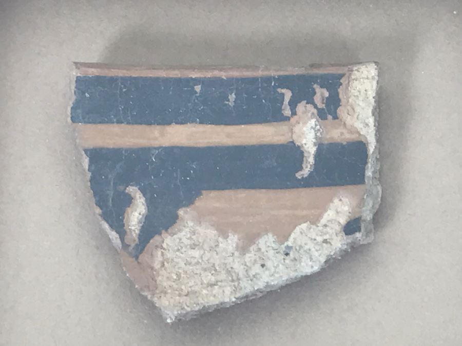 Original Painting Of Native American Pottery In Shadow Box Frame Featuring Actual Pottery Shard Piece Hand Signed By Artist Signature Illegible 10.5'W X 13.5'H [Photo 6]