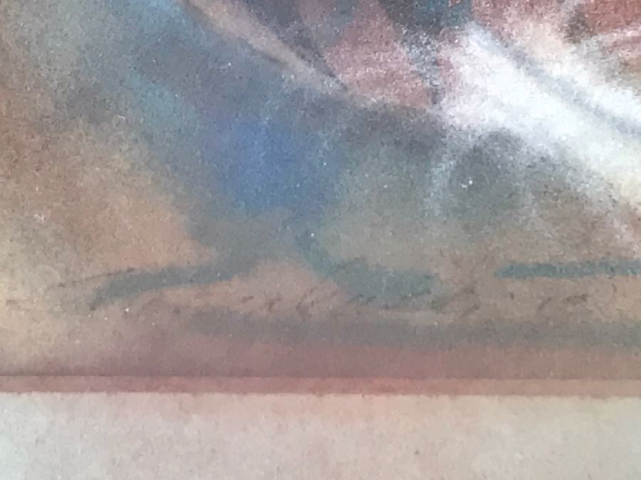 Original Painting Of Native American Pottery In Shadow Box Frame Featuring Actual Pottery Shard Piece Hand Signed By Artist Signature Illegible 10.5'W X 13.5'H [Photo 13]