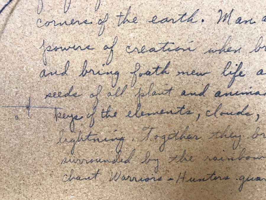 Signed Navajo Sand Painting Titled 'Whirling Logs' With Hand Written Story On Back Hand Signed 24'W X 24'H [Photo 29]