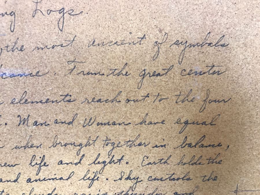 Signed Navajo Sand Painting Titled 'Whirling Logs' With Hand Written Story On Back Hand Signed 24'W X 24'H [Photo 28]