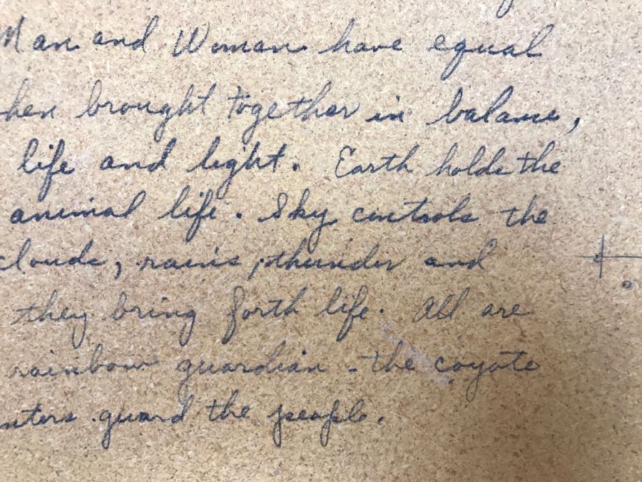 Signed Navajo Sand Painting Titled 'Whirling Logs' With Hand Written Story On Back Hand Signed 24'W X 24'H [Photo 30]