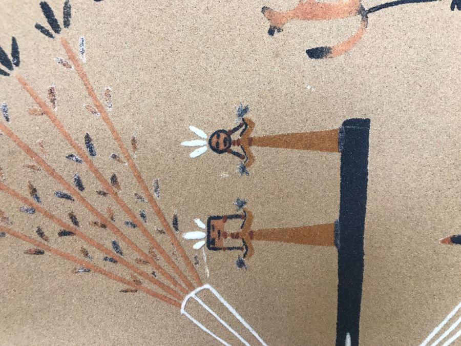 Signed Navajo Sand Painting Titled 'Whirling Logs' With Hand Written Story On Back Hand Signed 24'W X 24'H [Photo 14]
