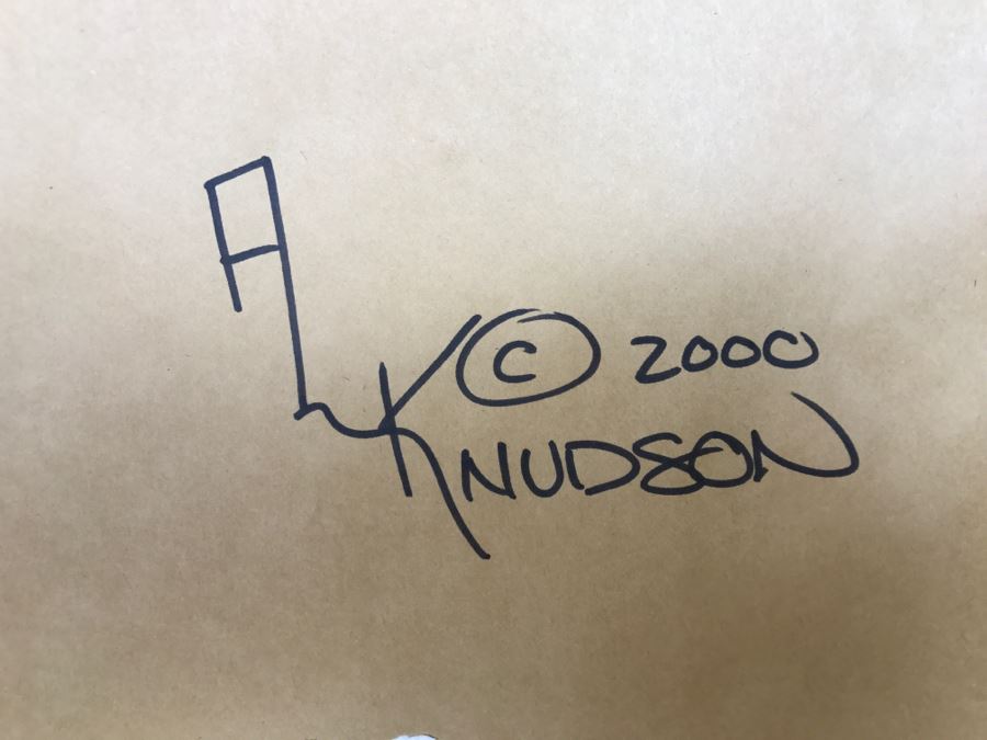 Andrew Knudson Hand Painted Feather Of Buffalo In Nice Shadow Box Frame Vintage 2000 15.5'W X 21.5'H [Photo 15]