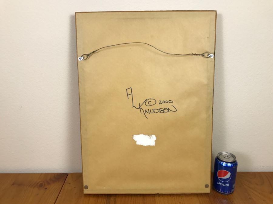 Andrew Knudson Hand Painted Feather Of Buffalo In Nice Shadow Box Frame Vintage 2000 15.5'W X 21.5'H [Photo 14]