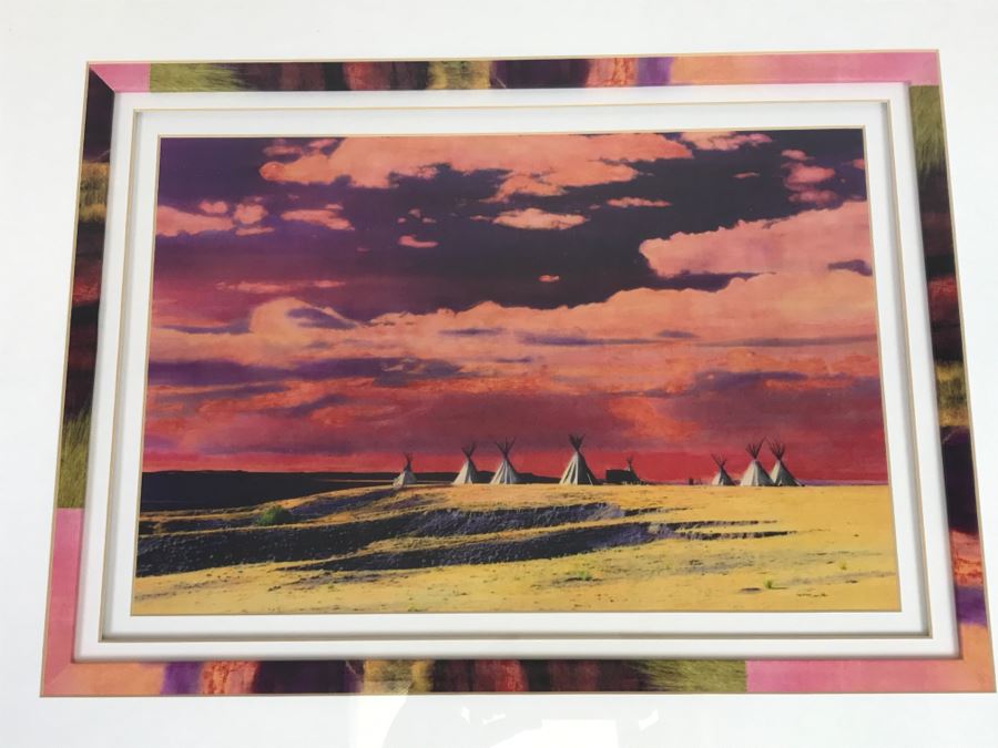 Nicely Framed Decorative Print Depicting Tipis 30.5'W X 21.5'H [Photo 2]