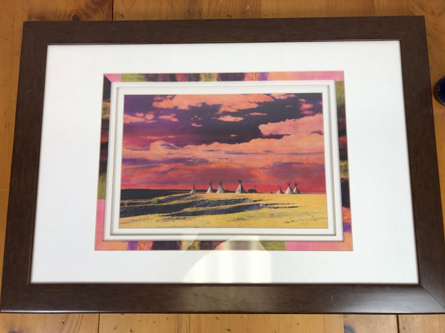 Nicely Framed Decorative Print Depicting Tipis 30.5'W X 21.5'H [Photo 13]