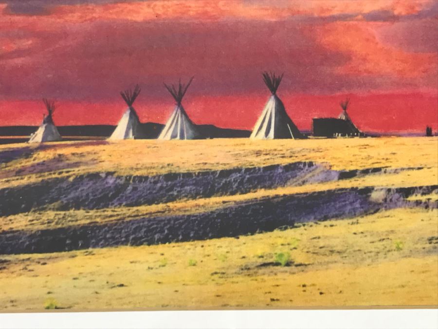 Nicely Framed Decorative Print Depicting Tipis 30.5'W X 21.5'H [Photo 8]