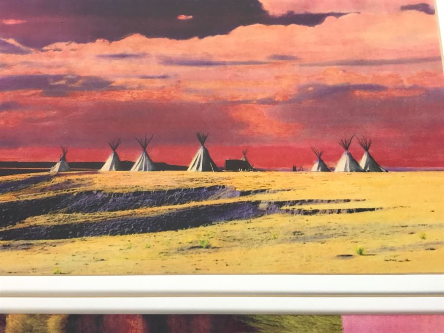 Nicely Framed Decorative Print Depicting Tipis 30.5'W X 21.5'H [Photo 5]