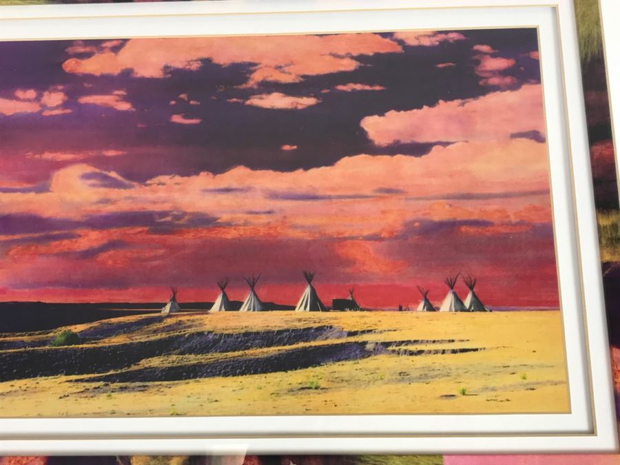 Nicely Framed Decorative Print Depicting Tipis 30.5'W X 21.5'H [Photo 4]