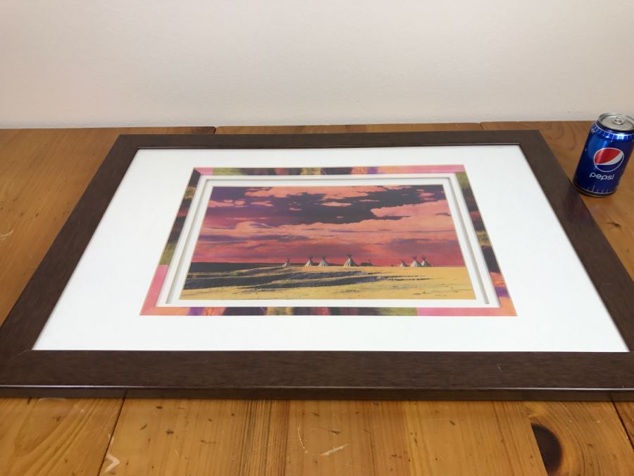 Nicely Framed Decorative Print Depicting Tipis 30.5'W X 21.5'H [Photo 11]