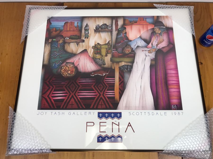 Native American Amada Pena Framed Print Joy Tash Gallery Scottsdale 1987 31W X 26'H [Photo 1]