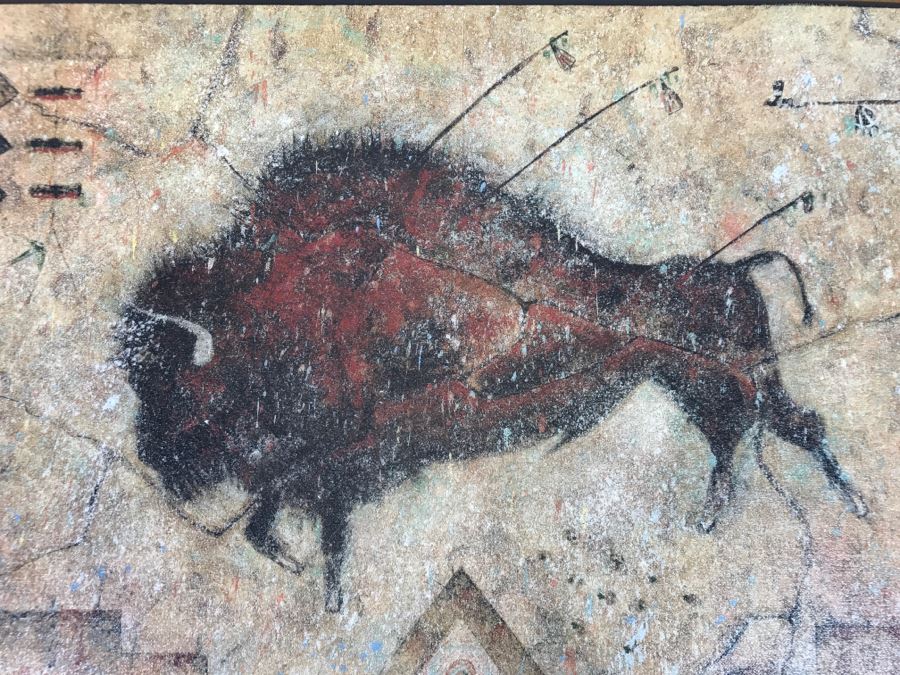 Decorative Canvas Print Of Buffalo Native American Motif 30'W X 20'H [Photo 11]