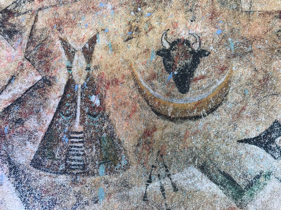 Decorative Canvas Print Of Buffalo Native American Motif 30'W X 20'H [Photo 6]