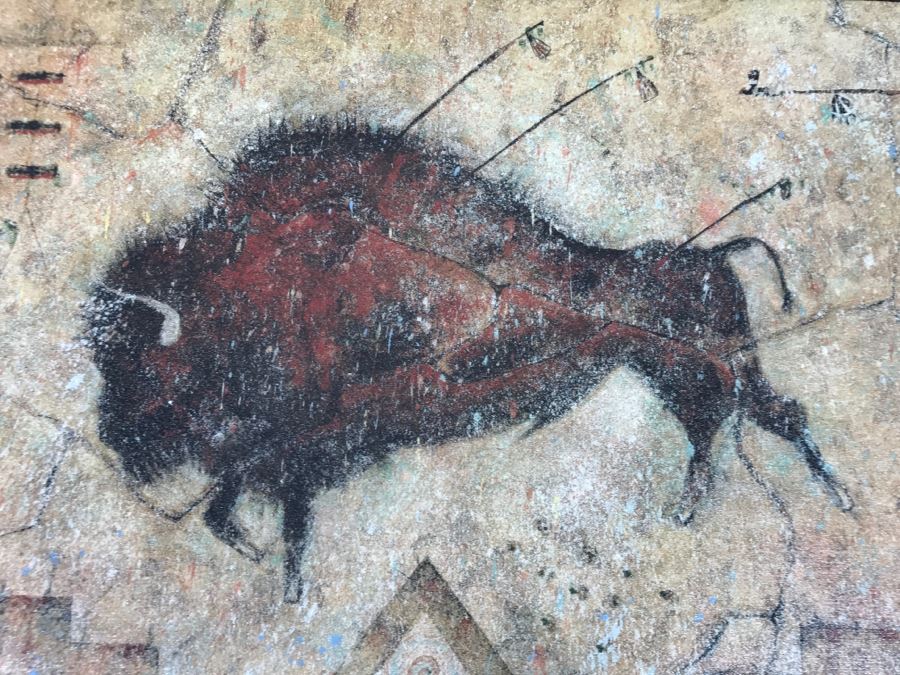 Decorative Canvas Print Of Buffalo Native American Motif 30'W X 20'H [Photo 15]