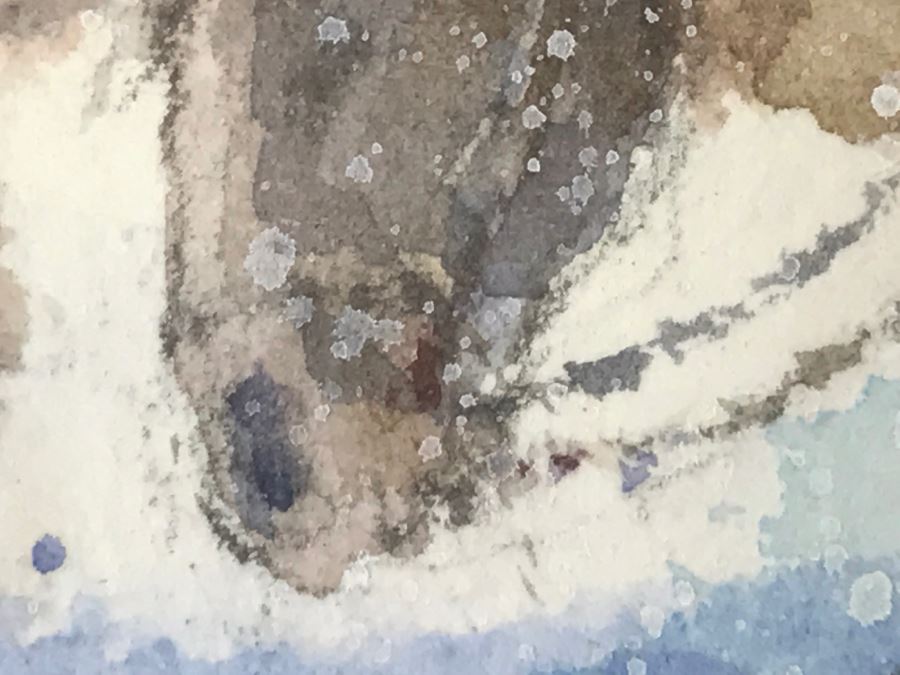 Chinese Painter Paul Kuo Original Watercolor Painting Of Native Americans Riding Horses Through Snowy Field 31'W X 25'H [Photo 22]