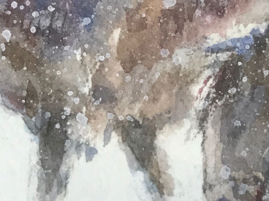 Chinese Painter Paul Kuo Original Watercolor Painting Of Native Americans Riding Horses Through Snowy Field 31'W X 25'H [Photo 20]
