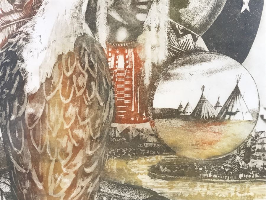 Limited Edition Etching By Gary Soszynski Titled 'Eagles Rest' 29 Of 50 With Certificate Of Authenticity On Back 29'W X 38'H [Photo 10]