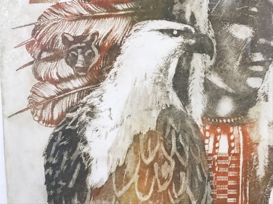 Limited Edition Etching By Gary Soszynski Titled 'Eagles Rest' 29 Of 50 With Certificate Of Authenticity On Back 29'W X 38'H [Photo 9]