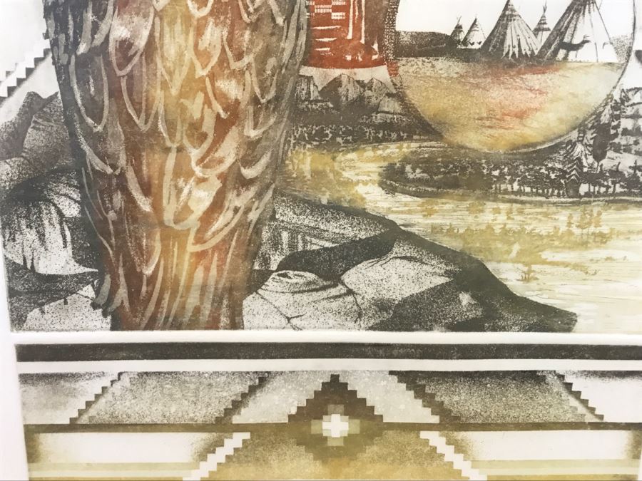 Limited Edition Etching By Gary Soszynski Titled 'Eagles Rest' 29 Of 50 With Certificate Of Authenticity On Back 29'W X 38'H [Photo 20]